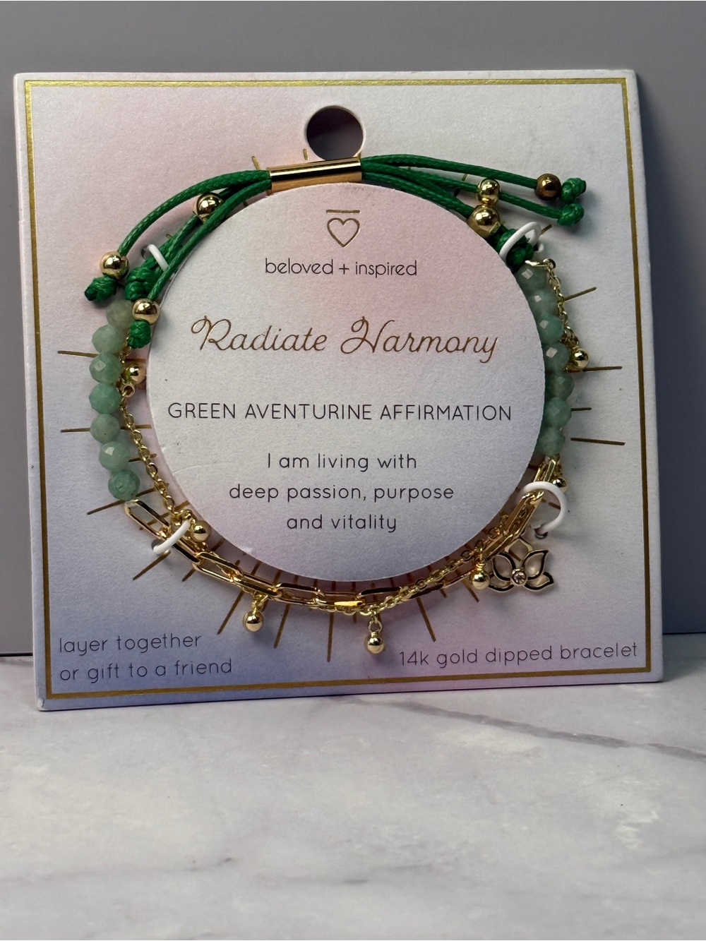 🚨3 for $15🚨 Beloved + Inspired Gold Dipped Adventurine Layered Bracelet Set